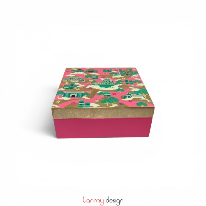 Hanoi square lacquer box 15x15x6 cm